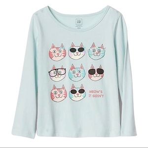 Gap Meow’s it going Long sleeve shirt 
Size: 18-24 Months